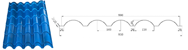 800 Glazed roof tile