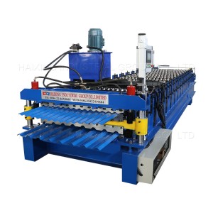 Corrugated trapezoidal double layer roof forming machine
