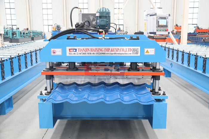 Haixing metal glazed tile roll forming machine for decorative steel roofing tile production
