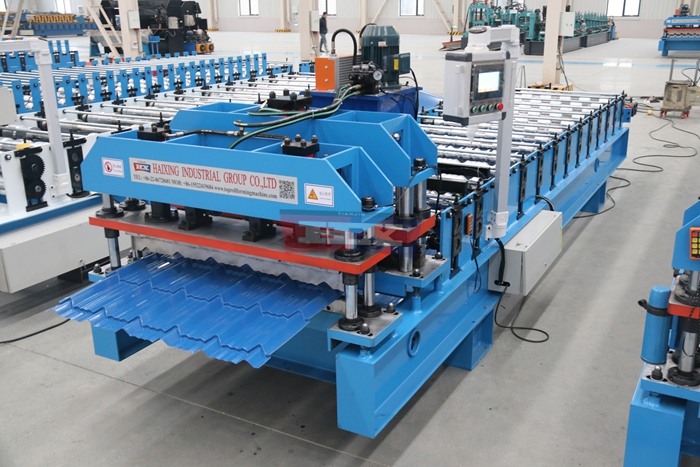 Haixing glazed steel tile forming machine for decorative metal roof tile manufacturing