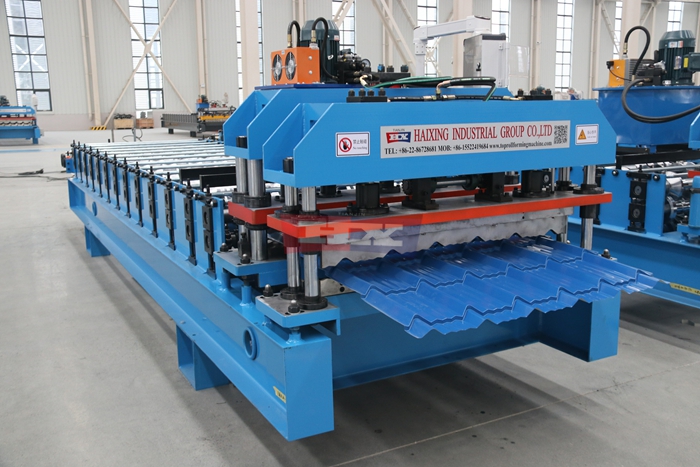 Haixing glazed metal roofing sheet machine for decorative stepped steel roof tiles