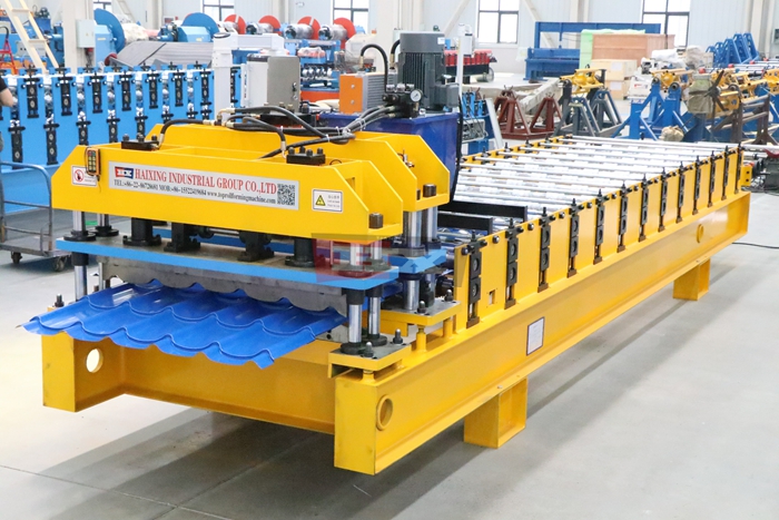 Haixing step tile roll forming machine for customized decorative steel roofing tile manufacturing