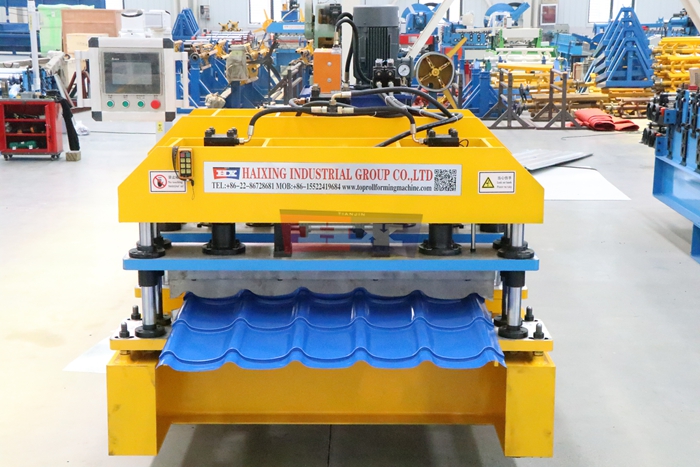 Haixing metal roof tile sheet forming equipment with progressive roll forming and tile pressing