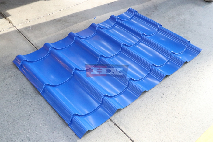 Haixing glazed steel roof tile machine for decorative stepped metal roofing sheet production