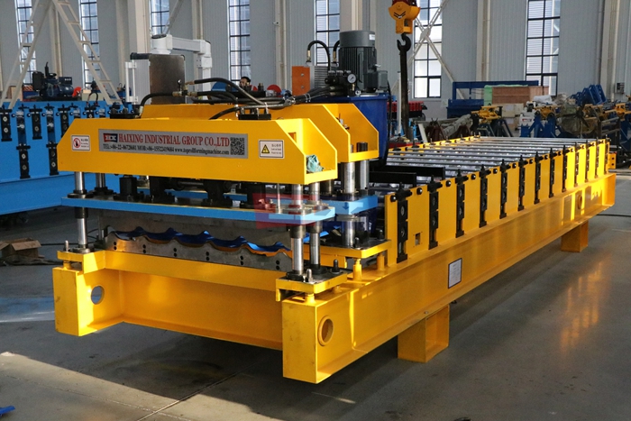 Haixing glazed steel roofing tile forming equipment with roll forming and step pressing process