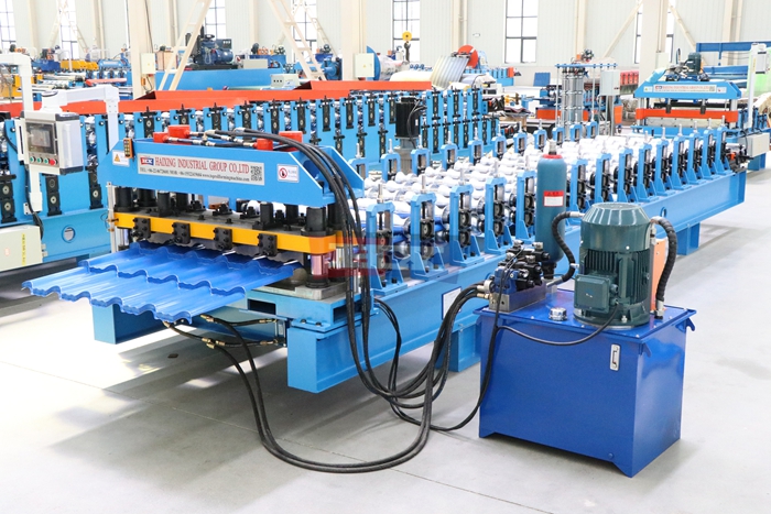 Haixing middle plate roof tile roll forming machine with gearbox transmission system