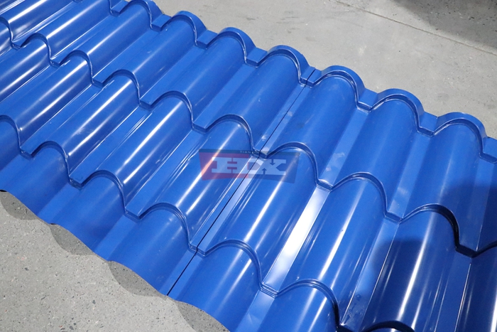 Haixing metal roof tile molding equipment with roll forming and step pressing process