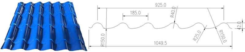 steel glazed roof roll forming machine
